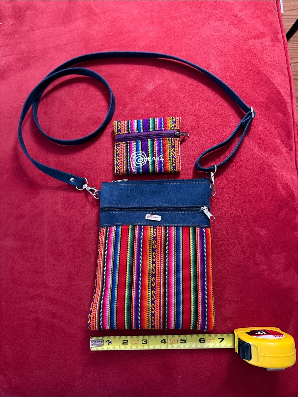 Colorful Peruvian Stripe Crossbody Bag with Coin Pouch